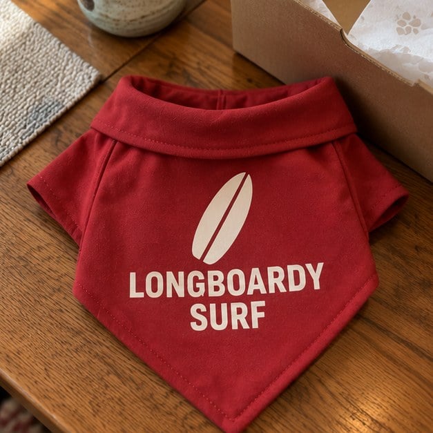 Customer photo of a custom dog bandana shirt